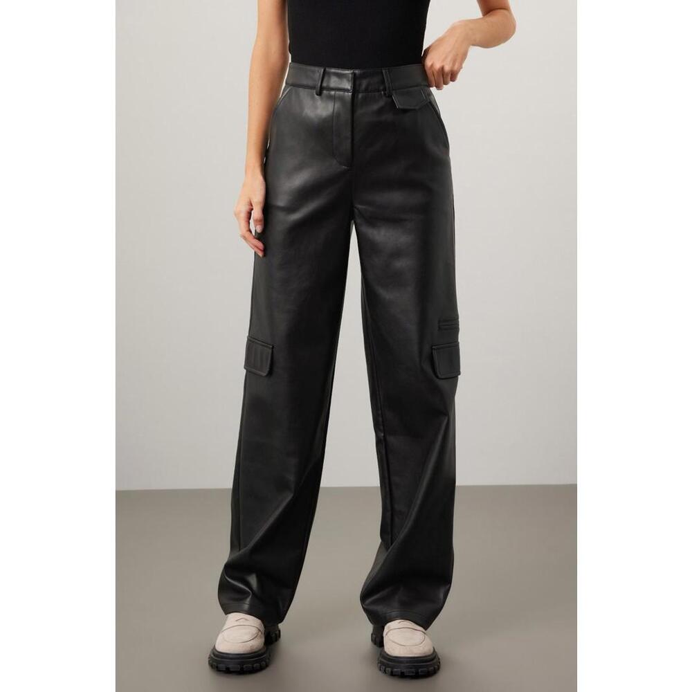 Louna Faux Leather Cargo Pants Black Size M (As Is Condition)